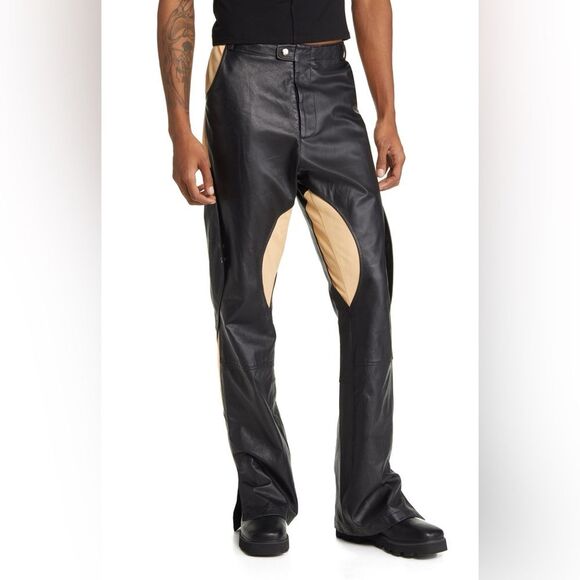 Head of State Black Genuine Leather Motorcycle lyabo Pants 34 - Picture 3 of 16